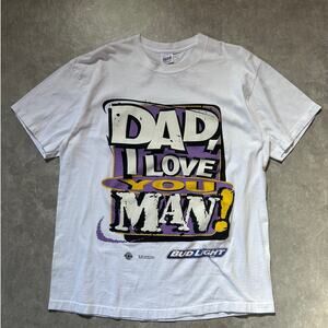 90s Vintage Bud Light Dad, I Love You Man White T Shirt Size XL